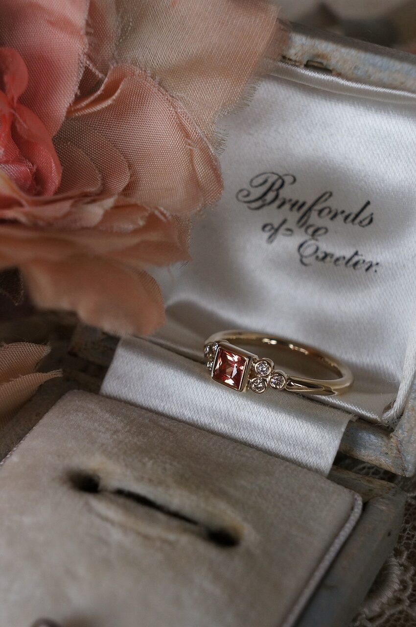 パパラチャサファイア　新作リング